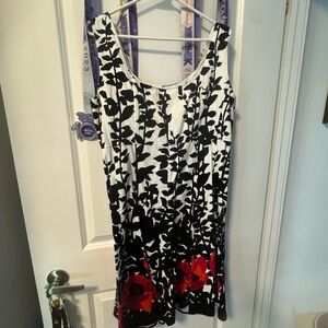 Nine West Black and White Dress with Red Detail